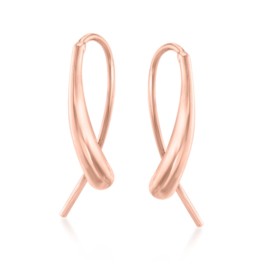 Ross-Simons 14kt Rose Gold Elongated Teardrop Earrings-