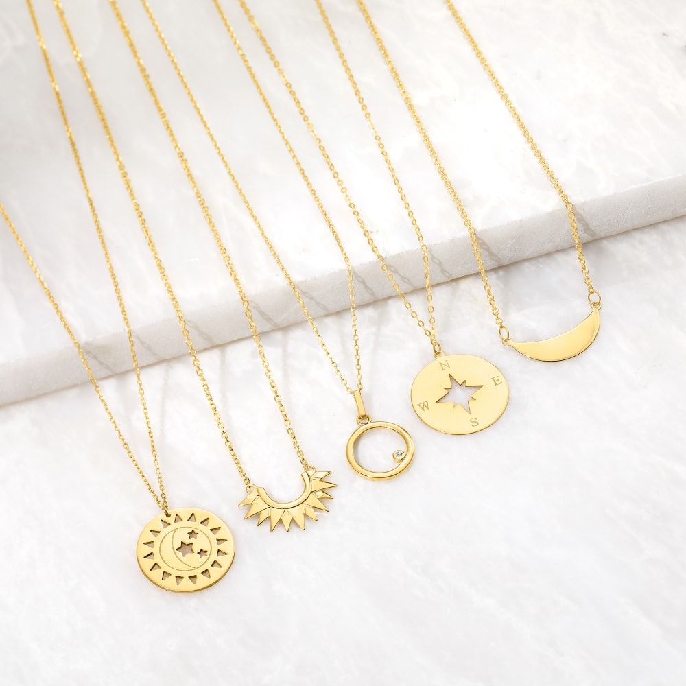 Italian 14kt Yellow Gold Sun and Moon Openwork Disc Necklace | Ross-Simons