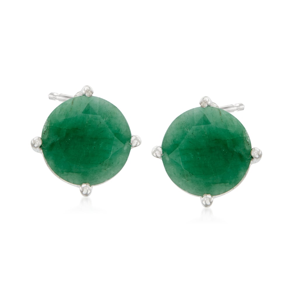 4.00 ct. t.w. Emerald Stud Earrings in Sterling Silver | Ross-Simons
