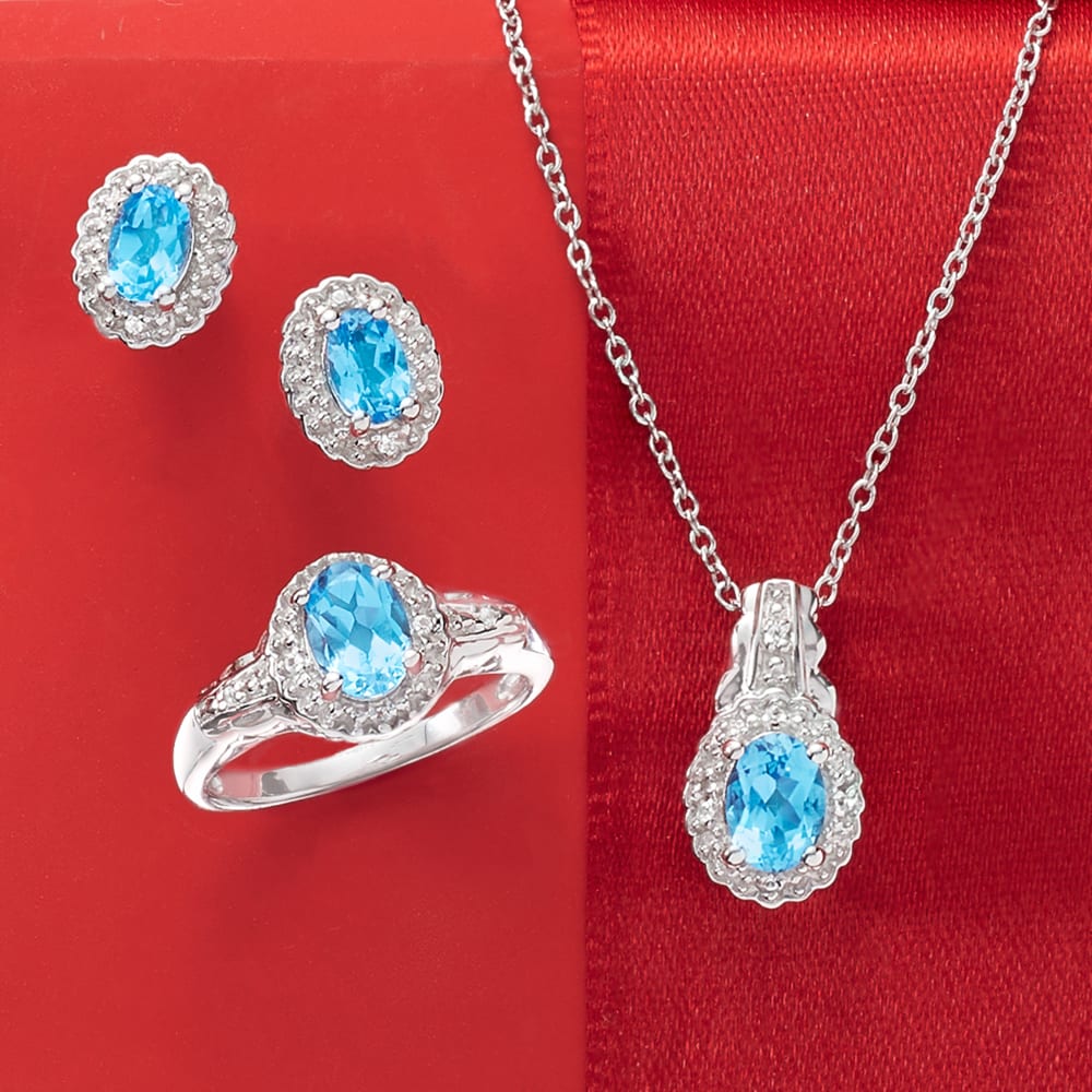 Blue topaz jewelry set deals