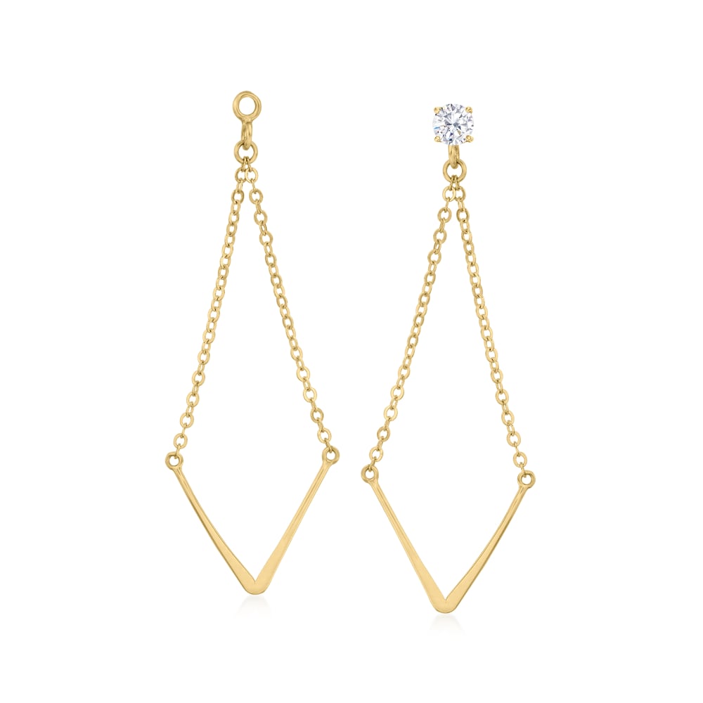14kt Yellow Gold V Shaped Chandelier Earring Jackets Ross Simons