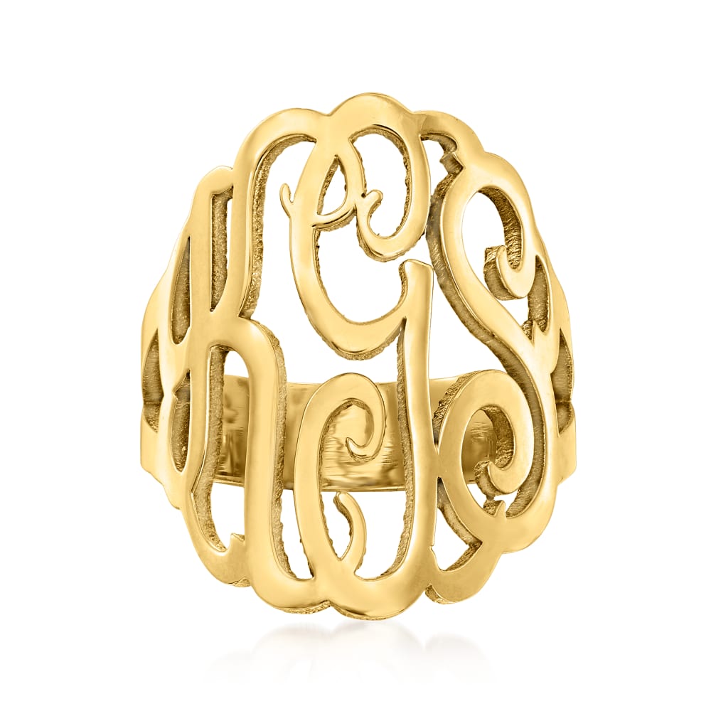 Ross-Simons - 24kt Gold Over Sterling Personalized Monogram Ring Size 8