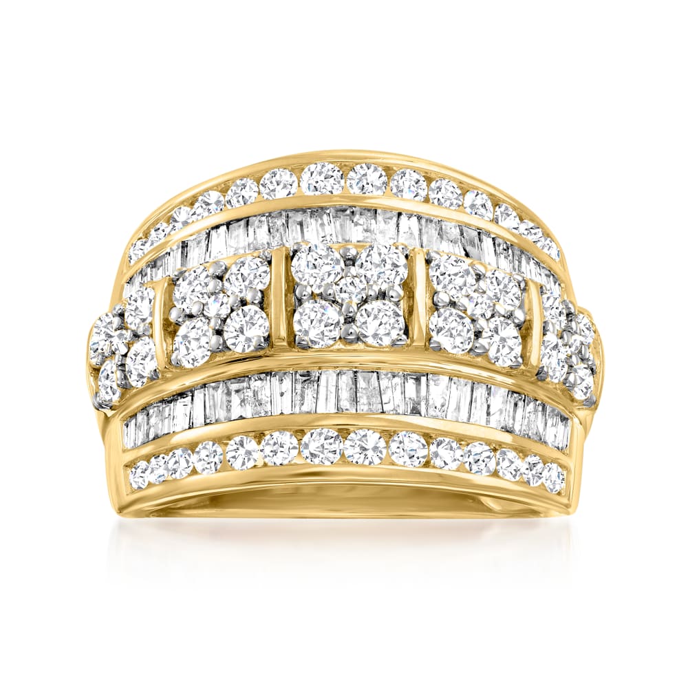 2.00 ct. t.w. Round and Baguette Diamond Multi-Row Ring in 14kt