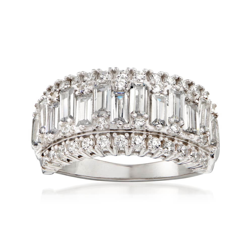 2.40 ct. t.w. Baguette and Round CZ Ring in Sterling Silver | Ross-Simons