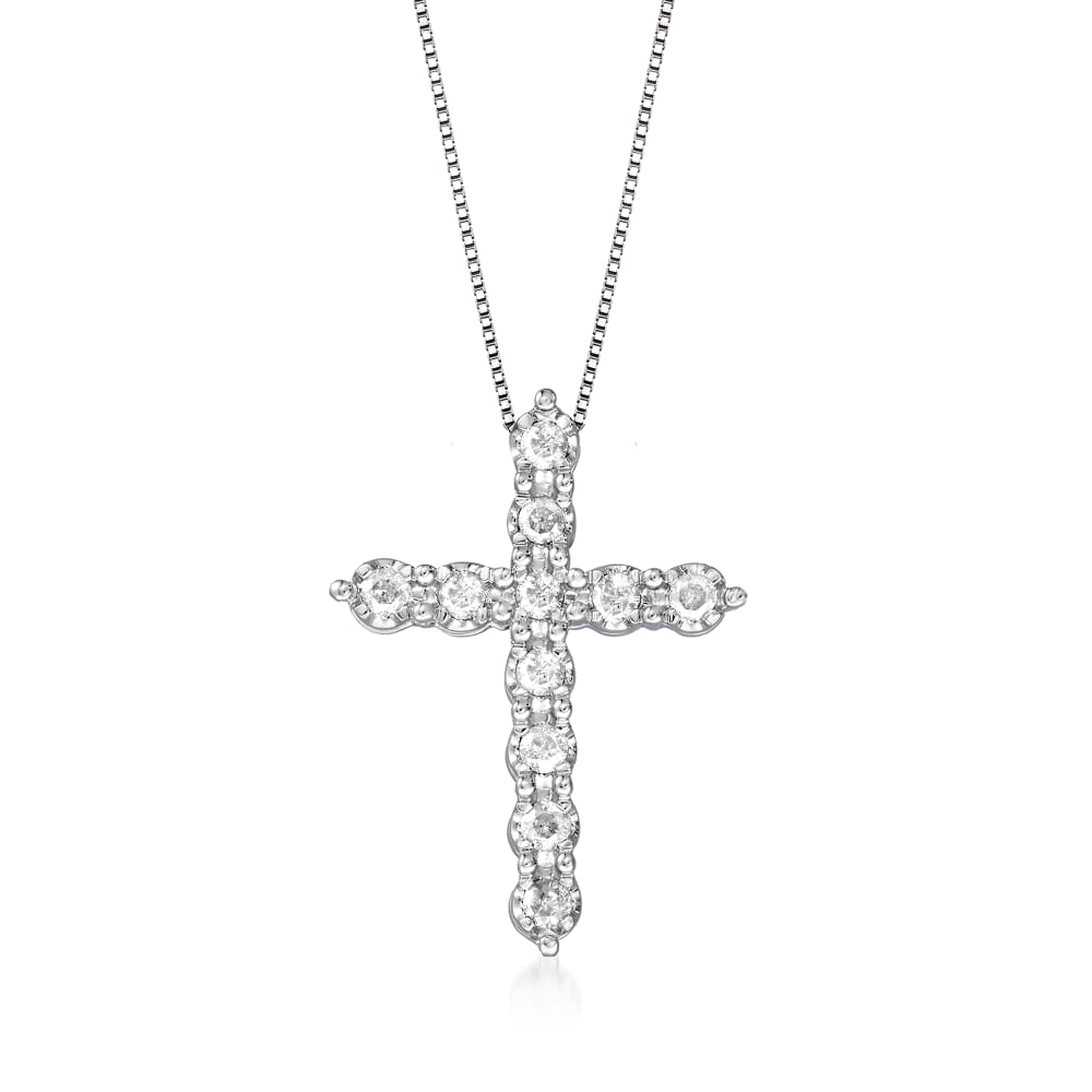 50 ct. t.w. Diamond Cross Pendant Necklace in 14kt White Gold ...