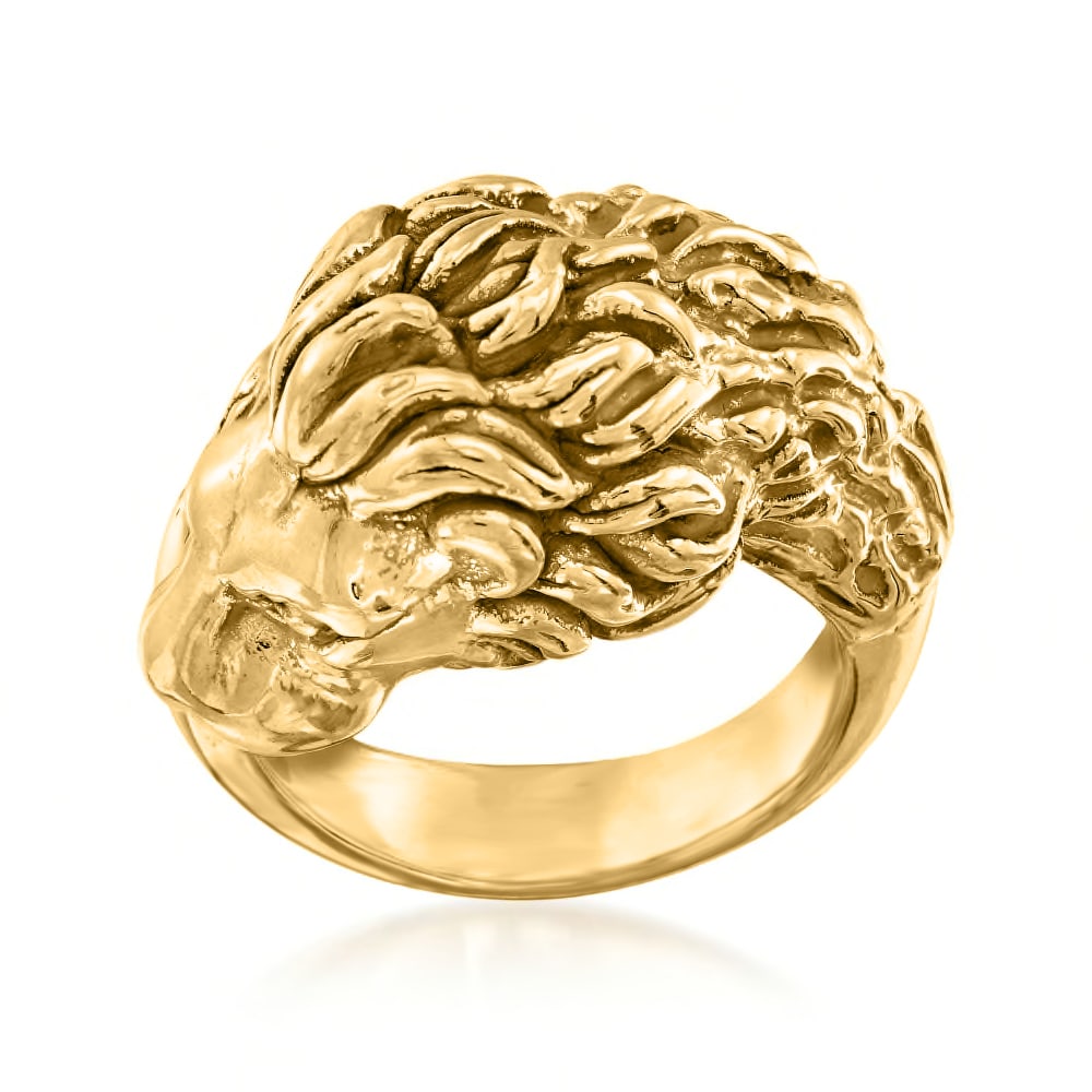 LAIMIUMIU33 Simba Lion King Rings for men 3D Lion Head Gold Plated Biker  316 Stainless Steel