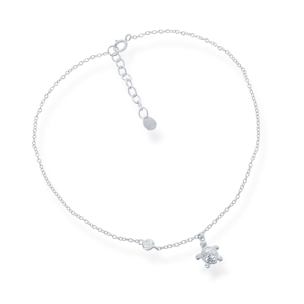 Silver sea turtle anklet on sale