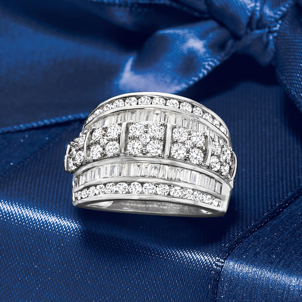2.00 ct. t.w. Baguette and Round Diamond Multi-Row Ring in