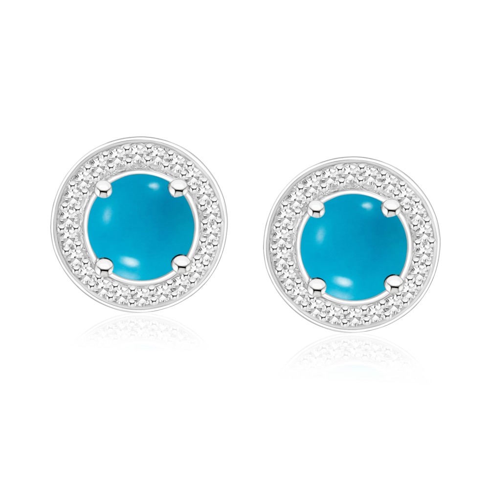 Turquoise Earrings with .22 ct. t.w. Diamonds in Sterling Silver