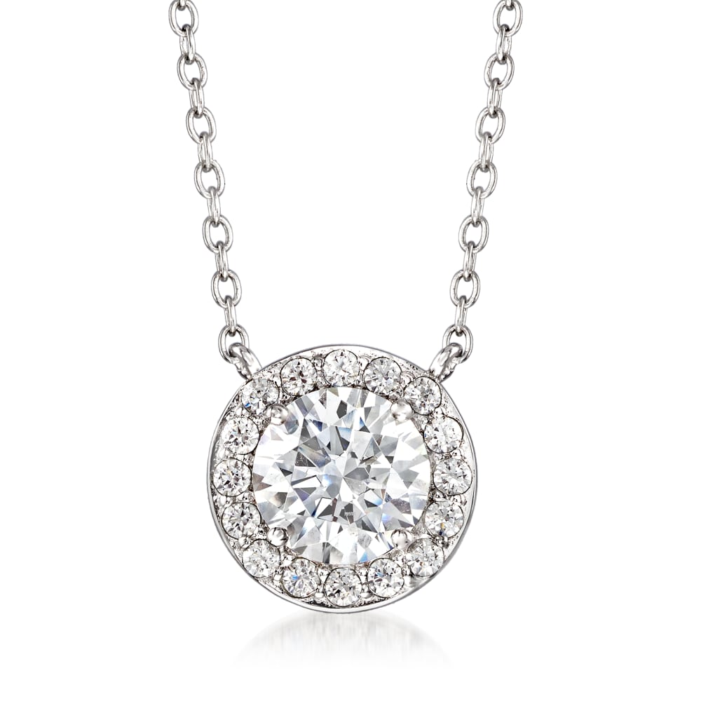 2.74 ct. t.w. Swarovski CZ Halo Necklace in Sterling Silver | Ross-Simons