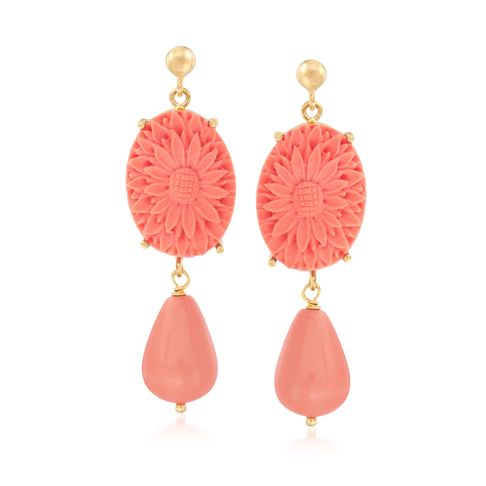 Shop Coral Essence 18K Gold Dangle Earring for Women | Gehna