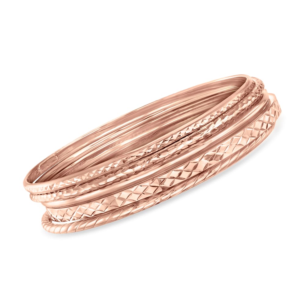 18kt Rose Gold Over Sterling Silver Jewelry Set: Five Bangle Bracelets |  Ross-Simons