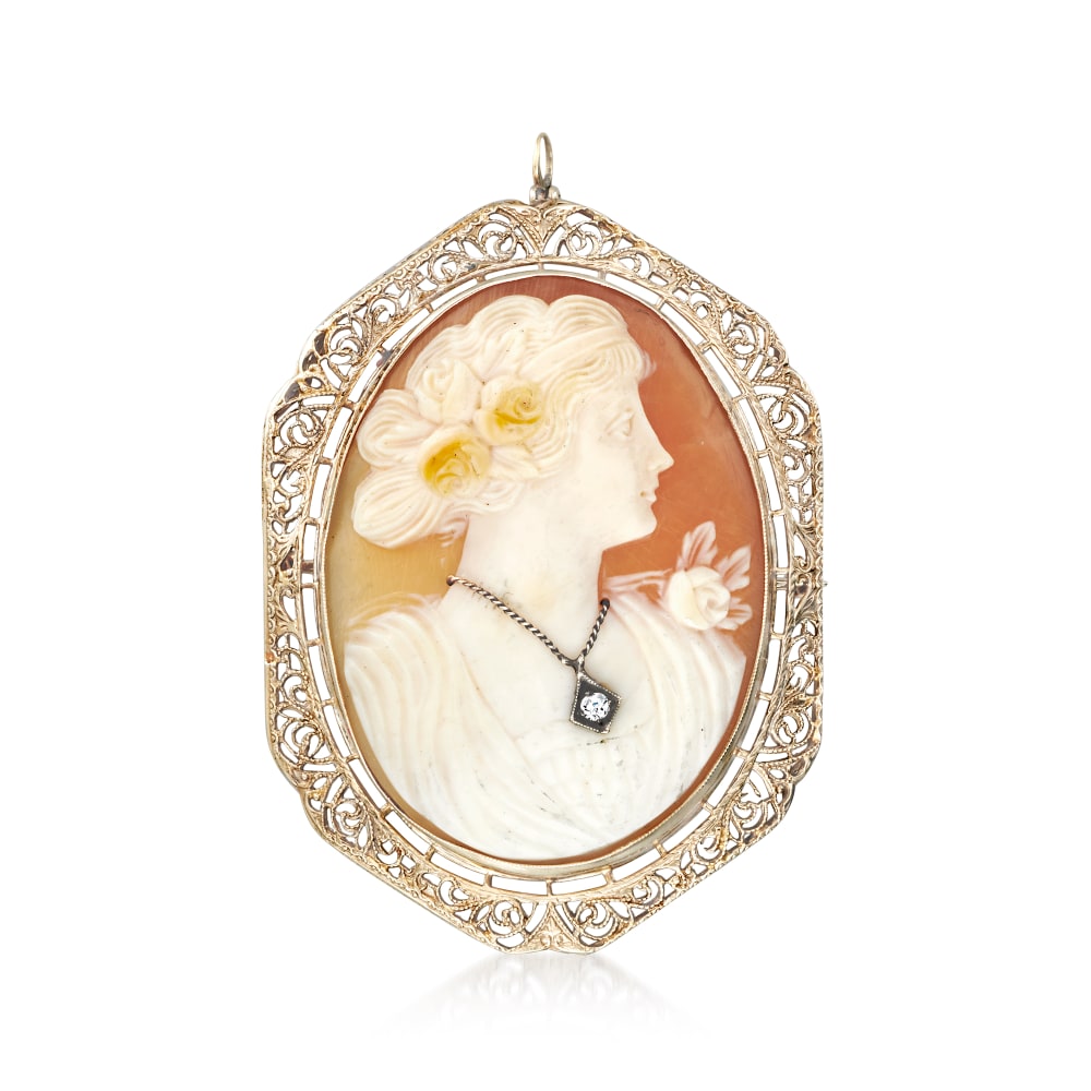 Vintage 800 Silver Shell Cameo Brooch and Pendant for Cameo Necklace Estate  Jewelry Cameo Necklace Antique Silver Cameo 