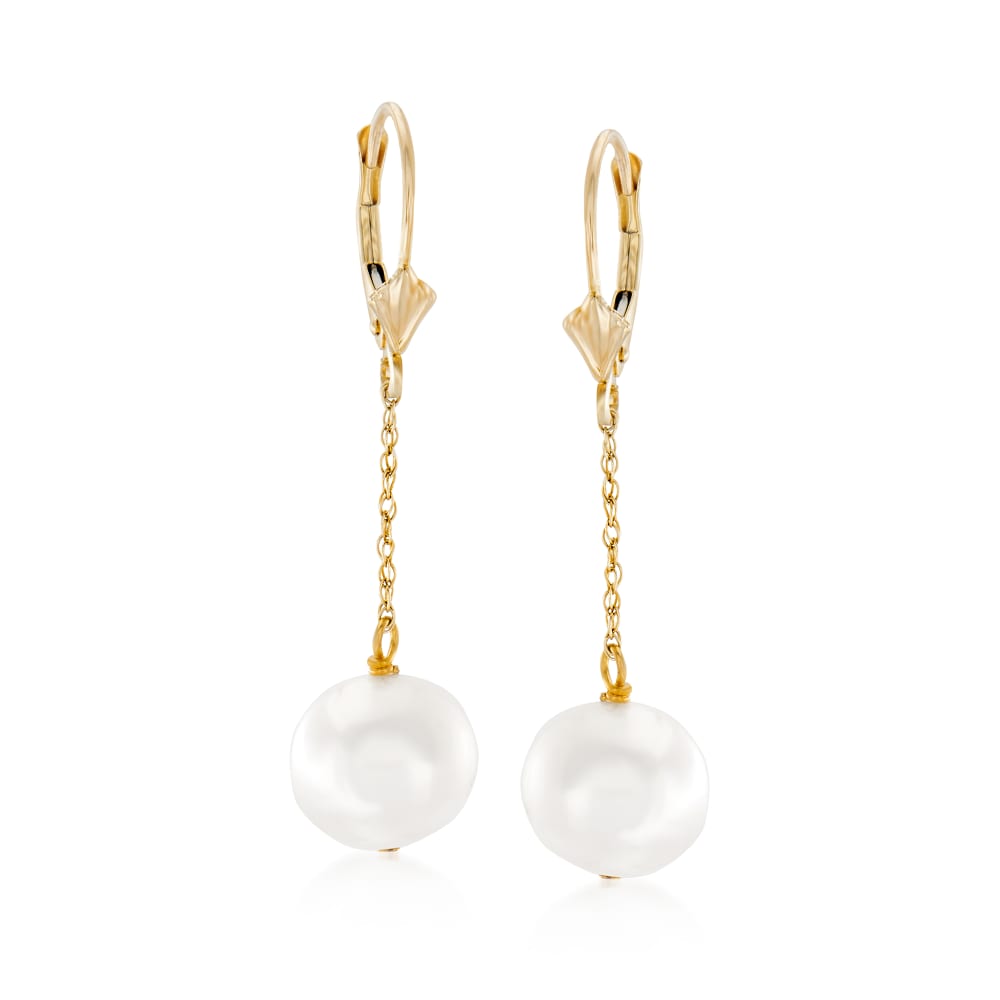 10-10.5mm Cultured Pearl Drop Earrings in 14kt Yellow Gold | Ross