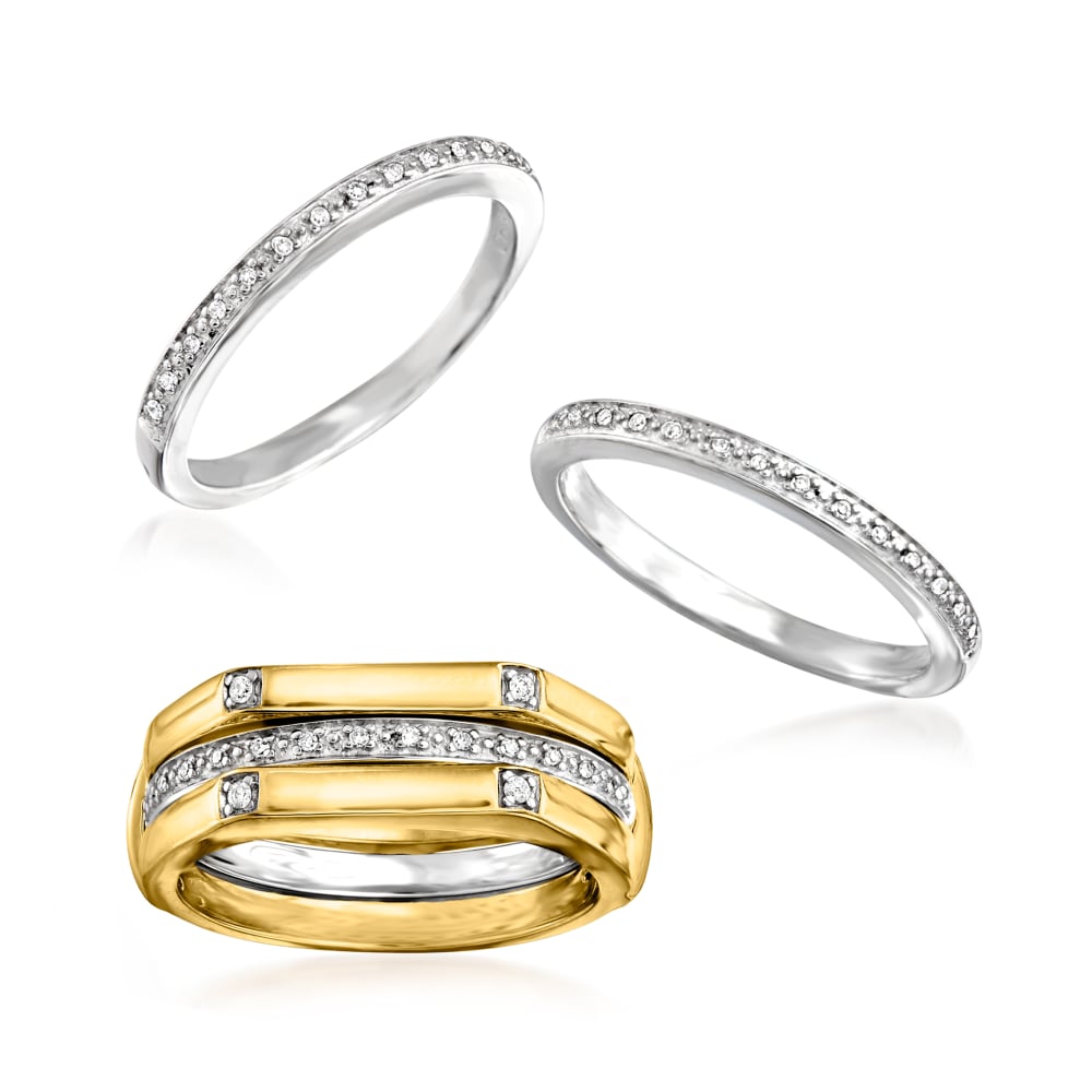 Ross-Simons Set Of Four .15 ct. t.w. Diamond Stackable Rings in