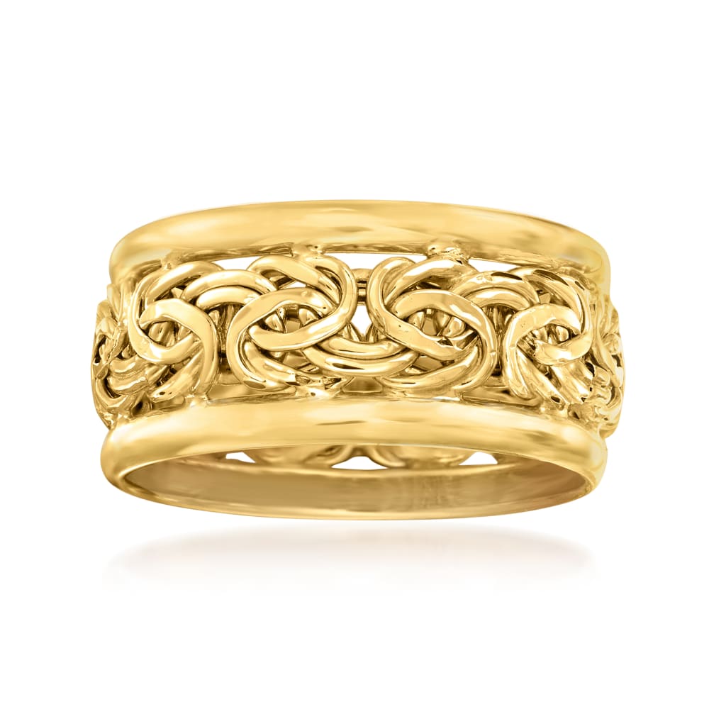 14kt Yellow Gold Bordered Byzantine Ring Ross-Simons
