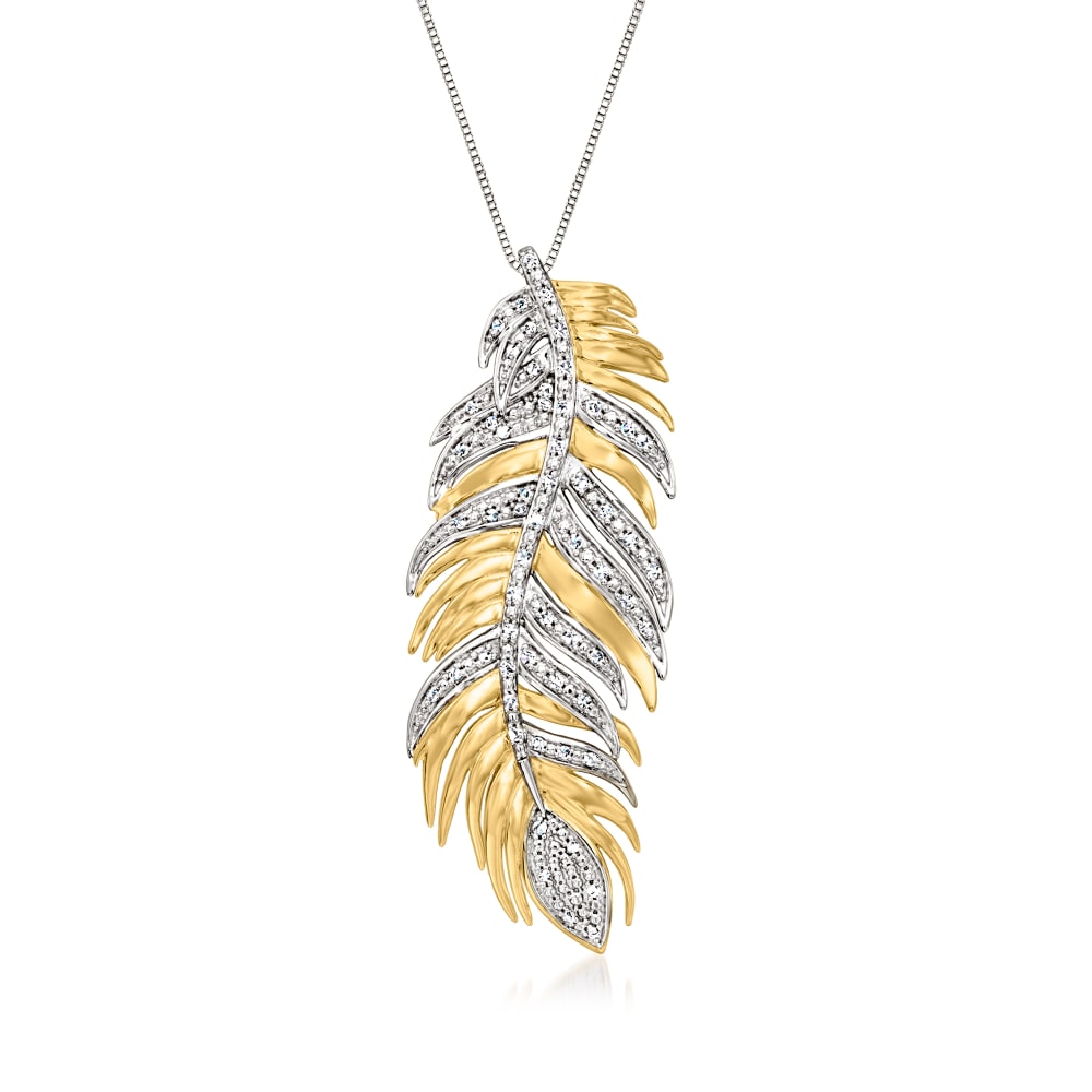 Diamond feather shop necklace