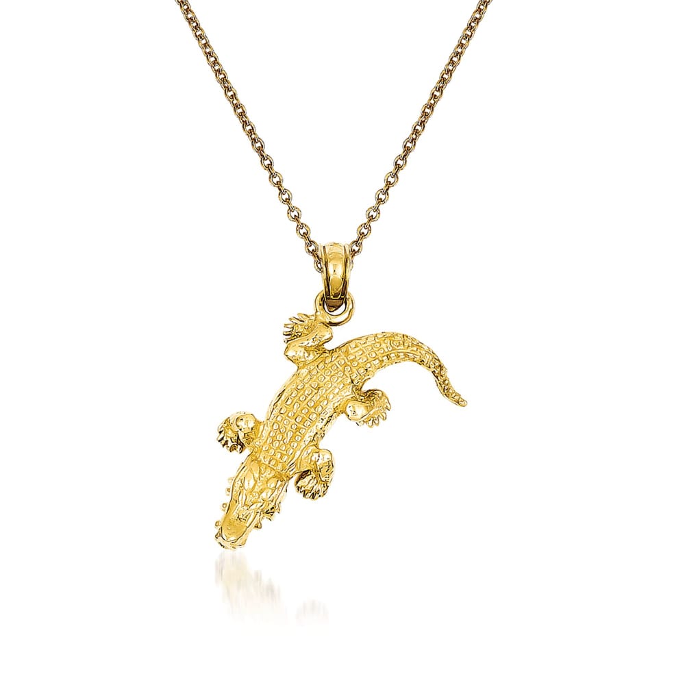 Gold Alligator Pendant Necklace