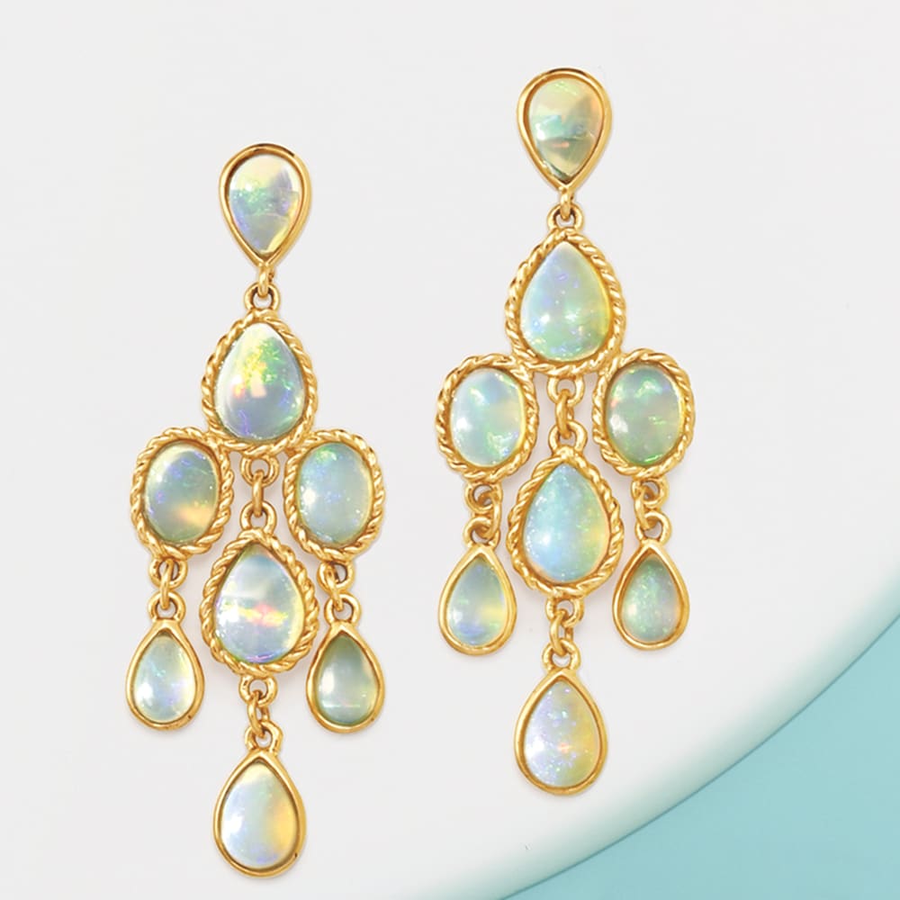 Ethiopian Opal 14 Karat Gold Filled Chandelier Earrings Jewellery Earrings Chandelier Earrings 