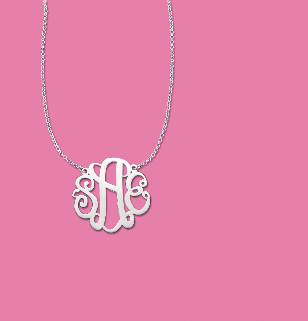 Ross-Simons - Sterling Silver Personalized Monogram Necklace. 18
