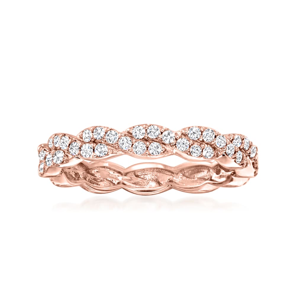 .54 ct. t.w. Diamond Twisted Ring in 14kt Rose Gold | Ross-Simons