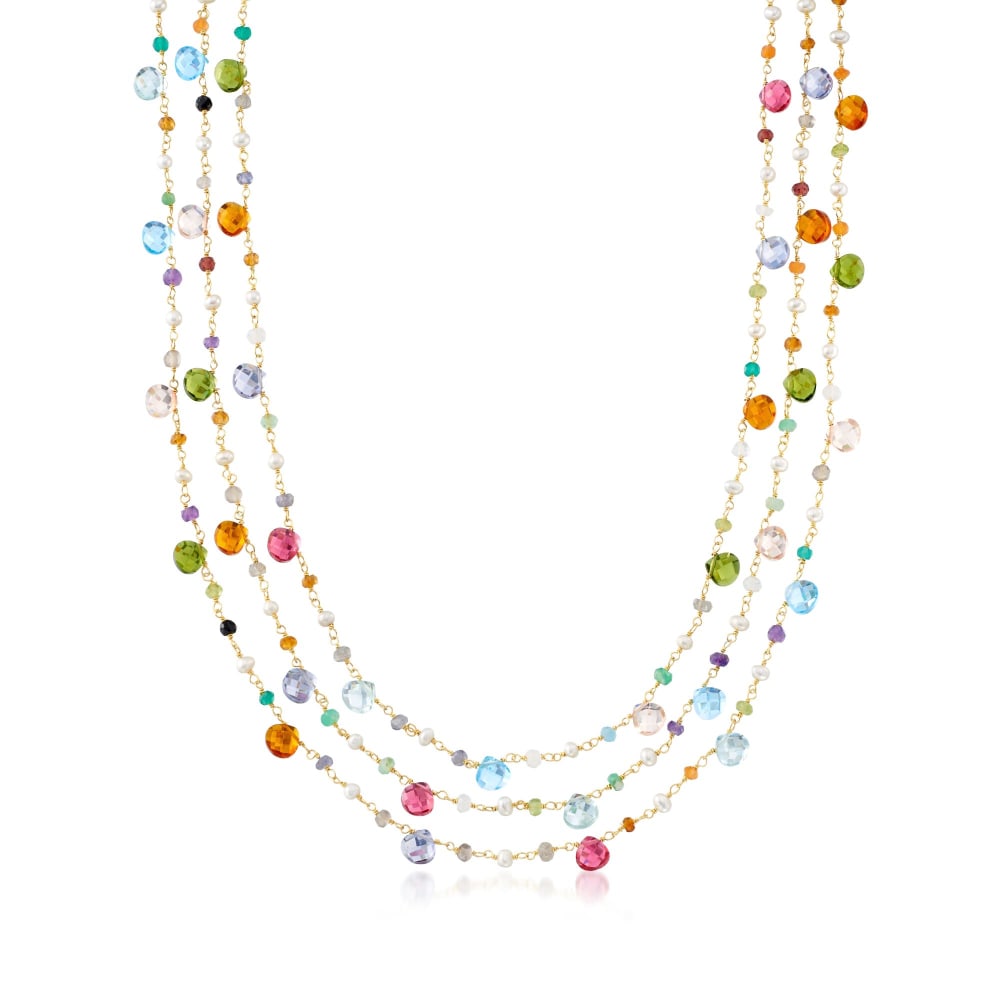 Multi strand gemstone hot sale necklace
