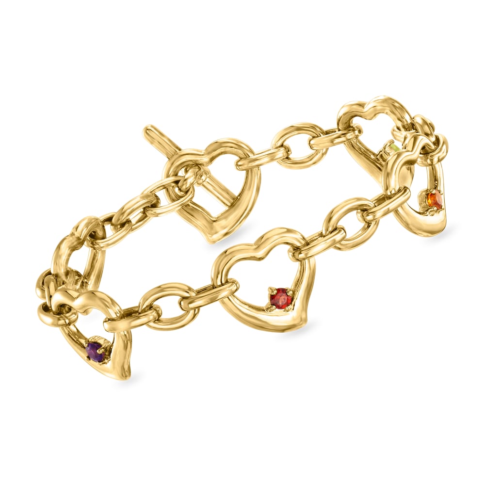 Cabochon Cut Gemstone Heart Bracelet • Watson & Son, Inc.