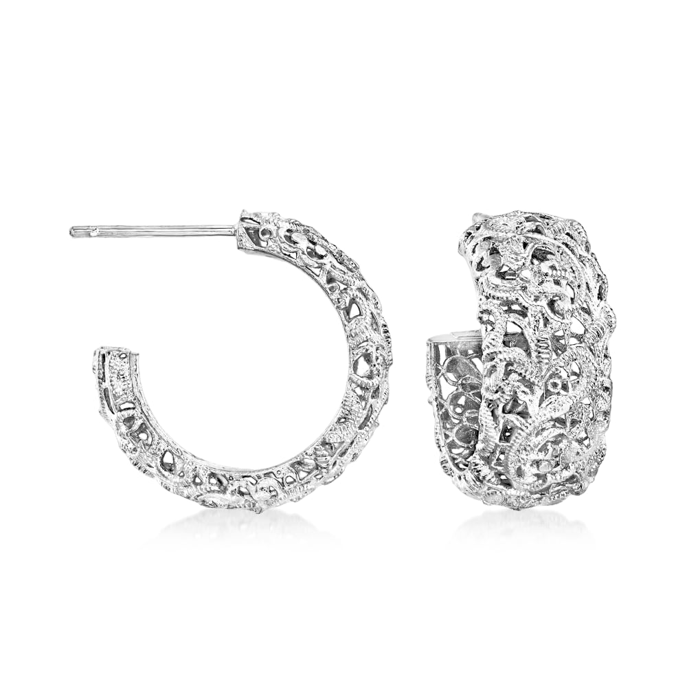 Italian Sterling Silver Filigree C Hoop Earrings Ross Simons