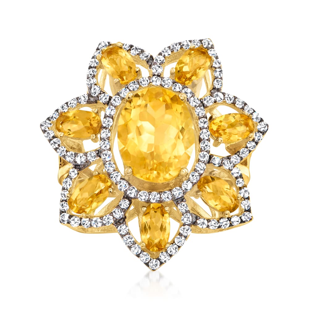 Citrine flower deals ring