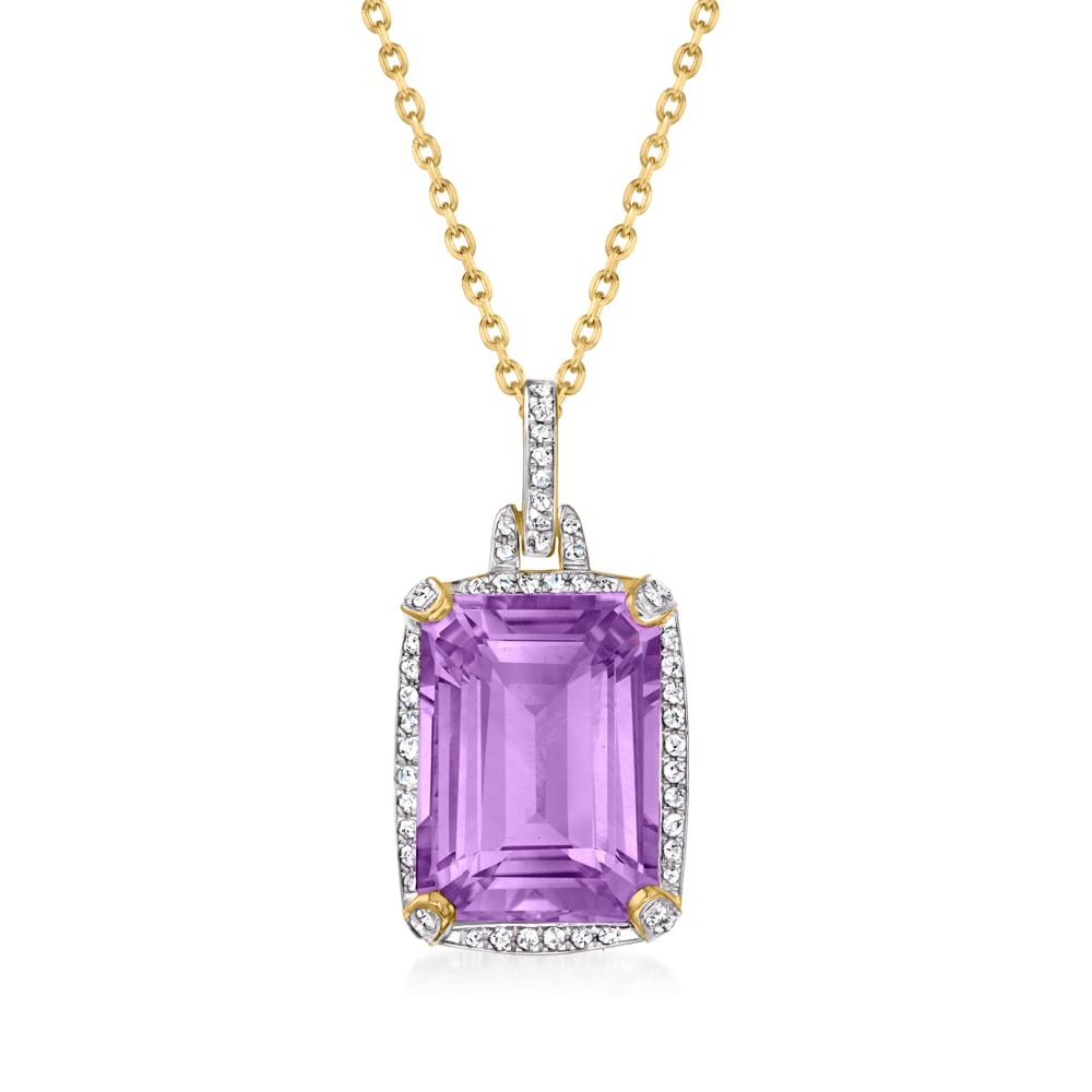 15.00 Carat Amethyst and .10 ct. t.w. White Topaz Pendant Necklace