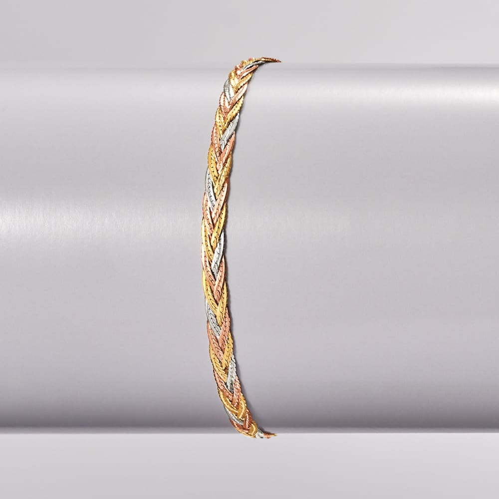 Tri color gold braided bracelet 2025