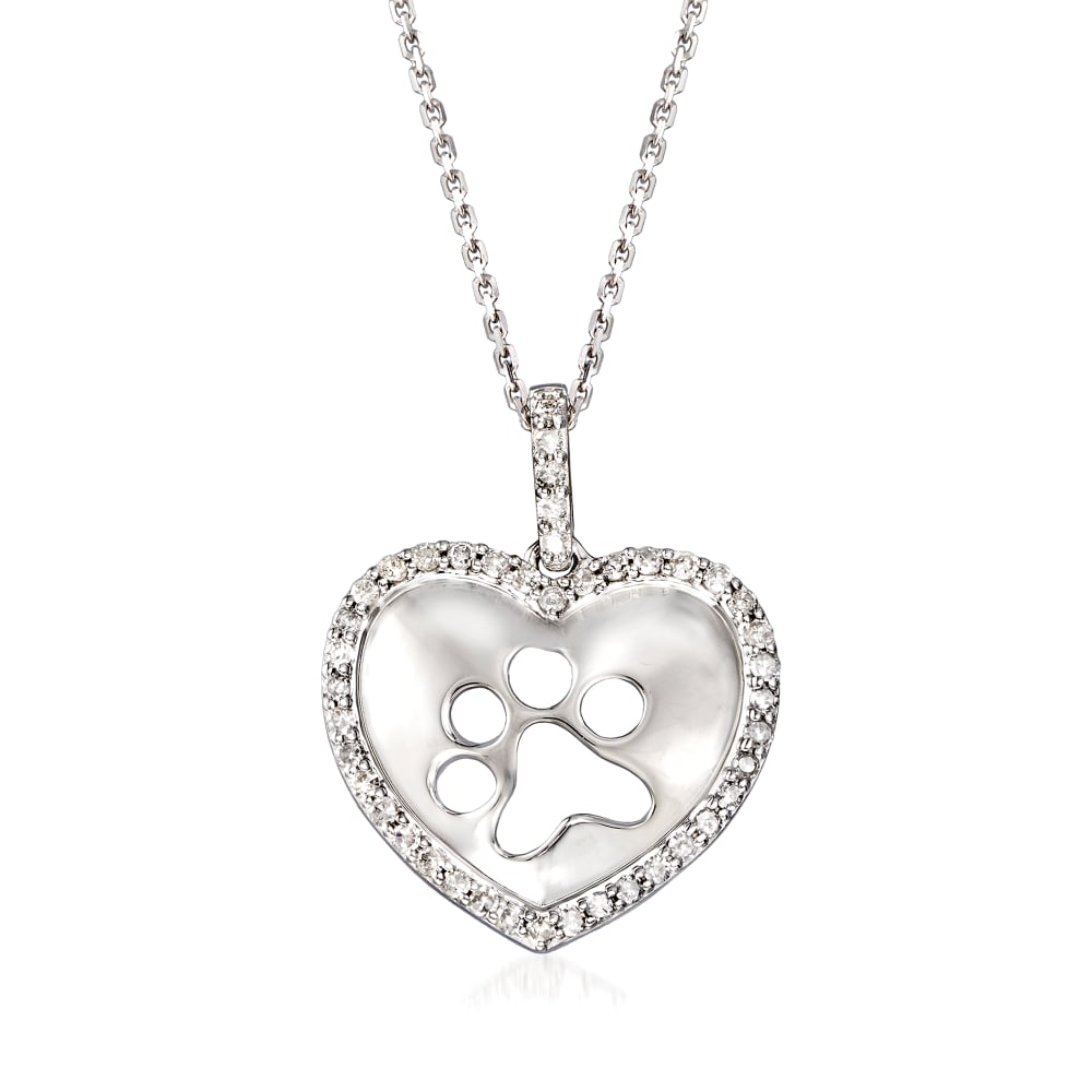 Paw on Heart Necklace Sterling Silver - Lisa Welch Designs