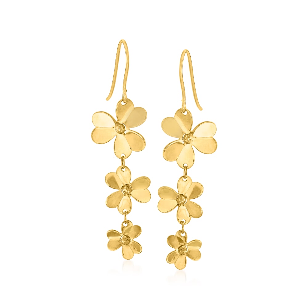 Gold floral best sale drop earrings