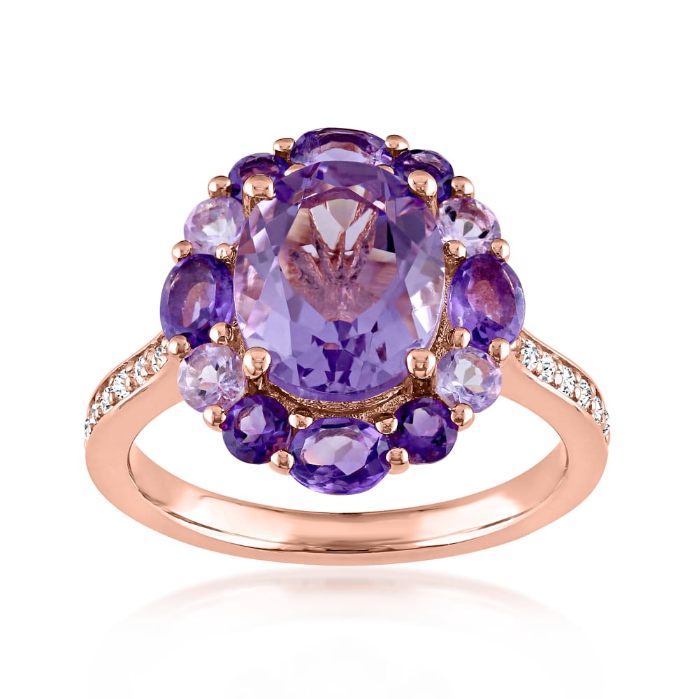 3.60 ct. t.w. Amethyst Ring with .10 ct. t.w. White Topaz in 18kt