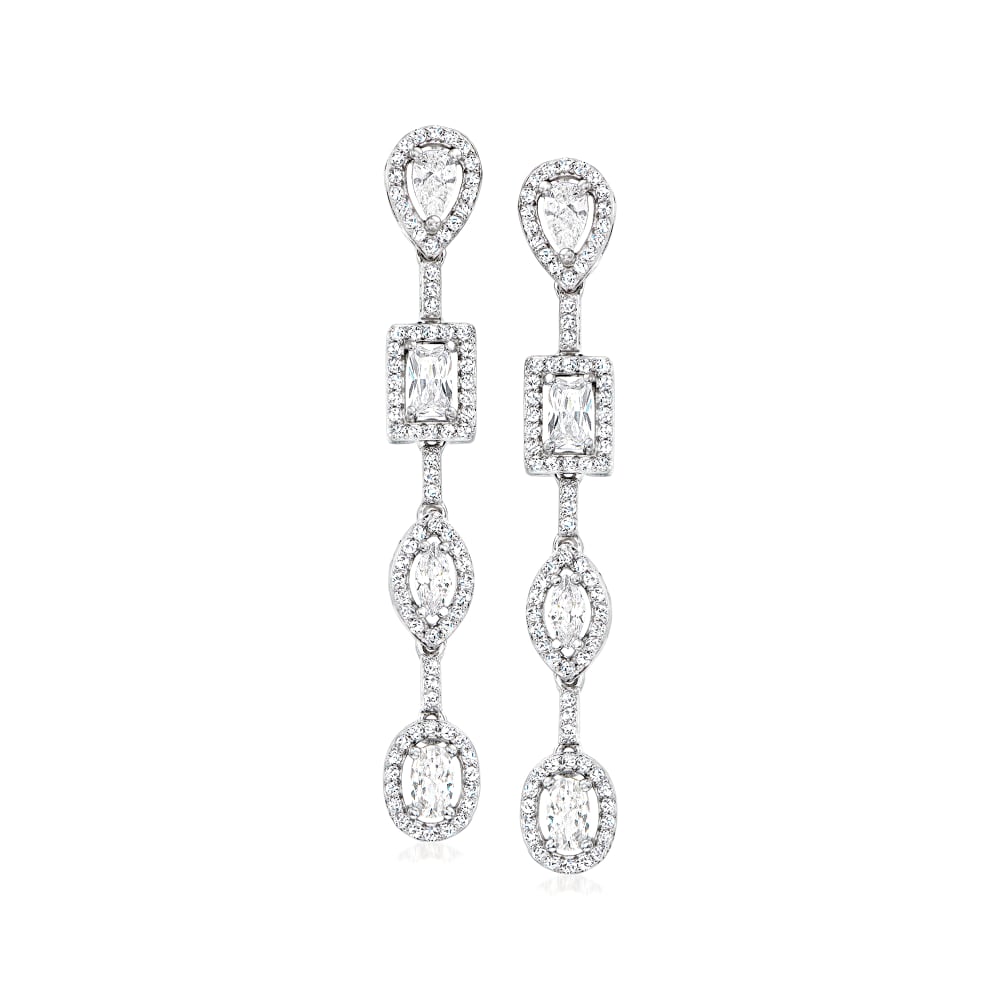 Cz linear store drop earrings