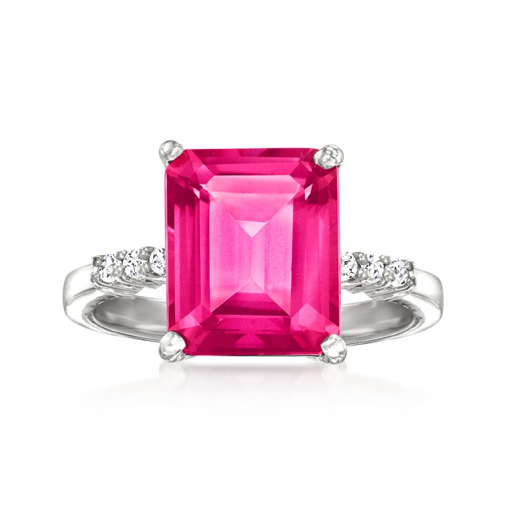 5.35 ct. t.w. Pink and White Topaz Ring in Sterling Silver Ross