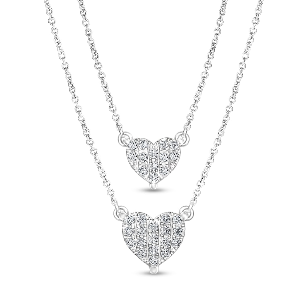 Two-Tone Diamond Double Heart Pendant Necklace 1/2ctw | REEDS Jewelers