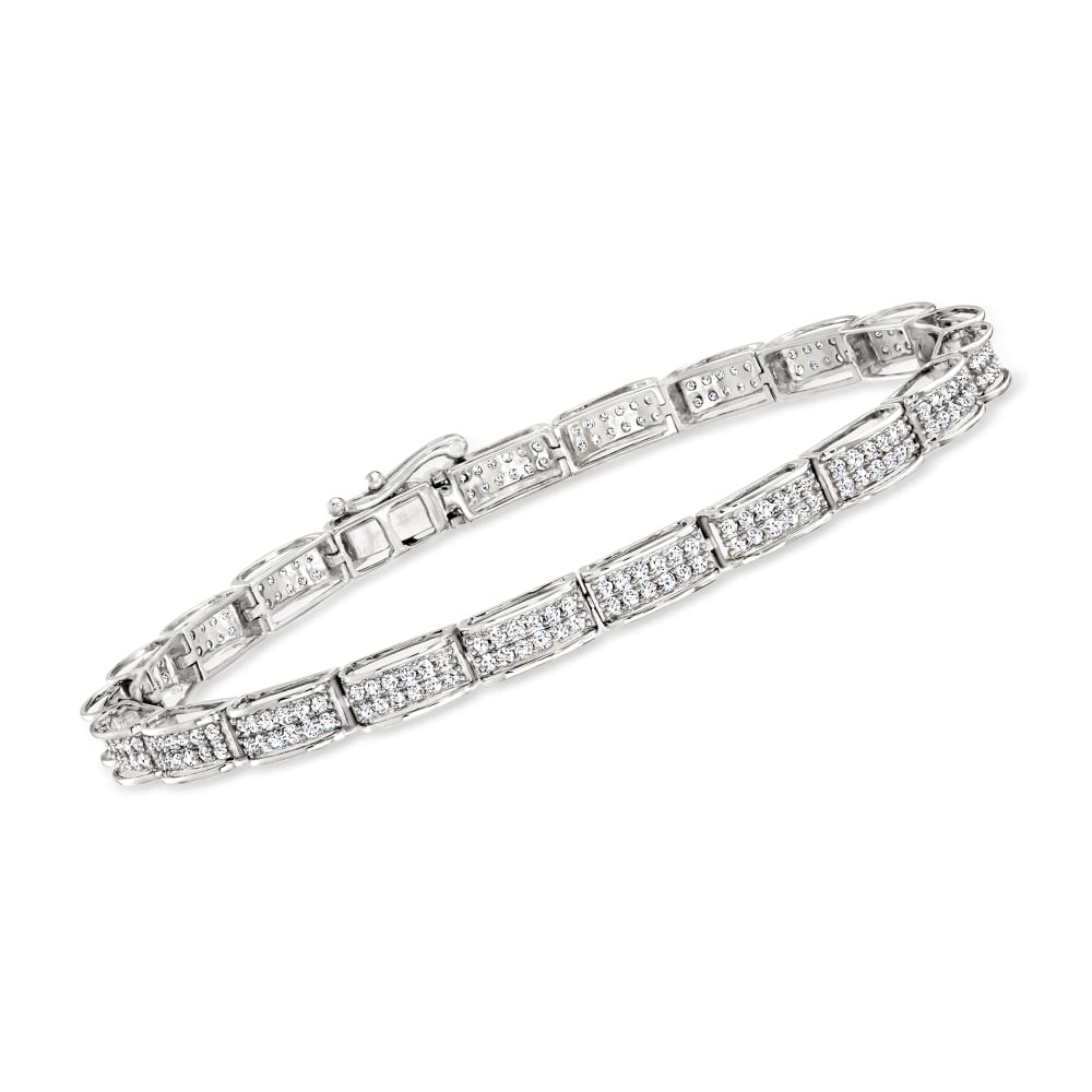 1.50 ct. t.w. Diamond Cluster Tennis Bracelet in 14kt White Gold