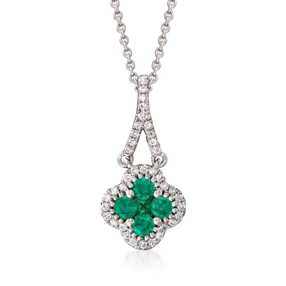 Gregg Ruth .37 ct. t.w. Emerald and .12 ct. t.w. Diamond Necklace in