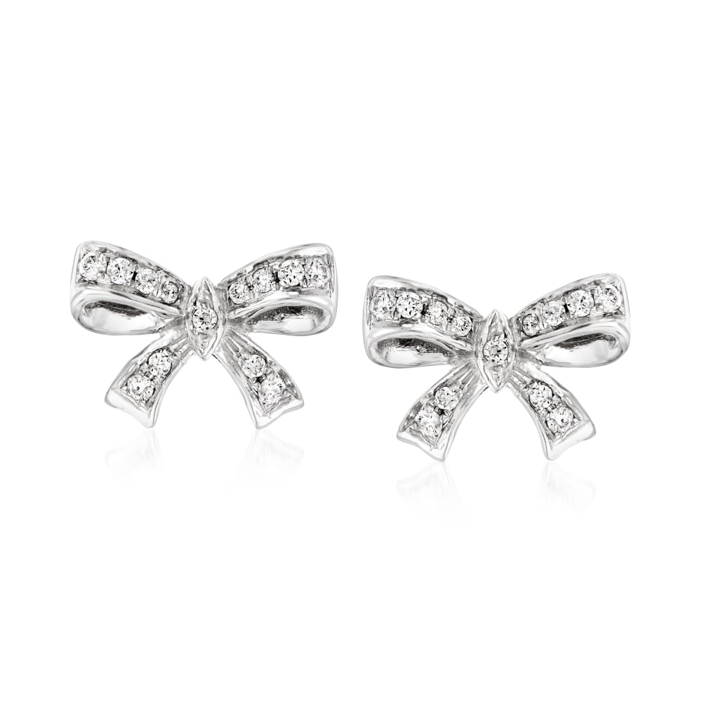 Bow diamond earrings deals