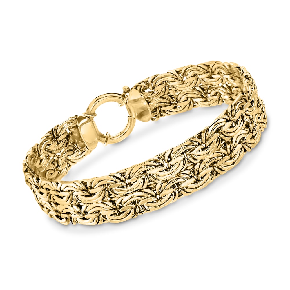 18kt Yellow Gold Over Sterling Silver Wide Byzantine Bracelet | Ross-Simons