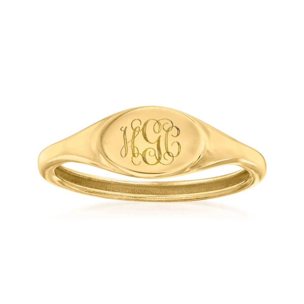 Classic Signet Monogram Ring, 14K Gold Over Sterling Silver / 6