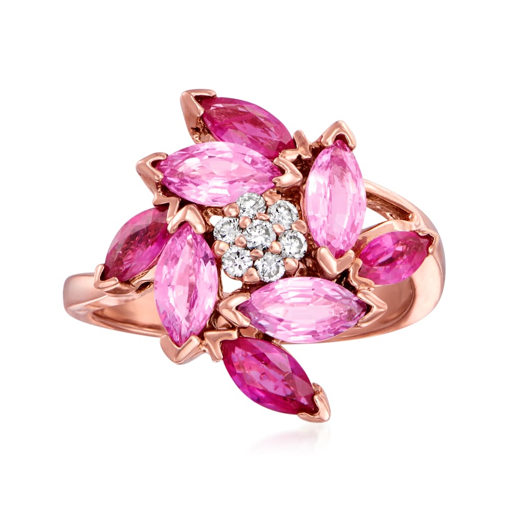 Pink Gold Pink Sapphire Flower Ring