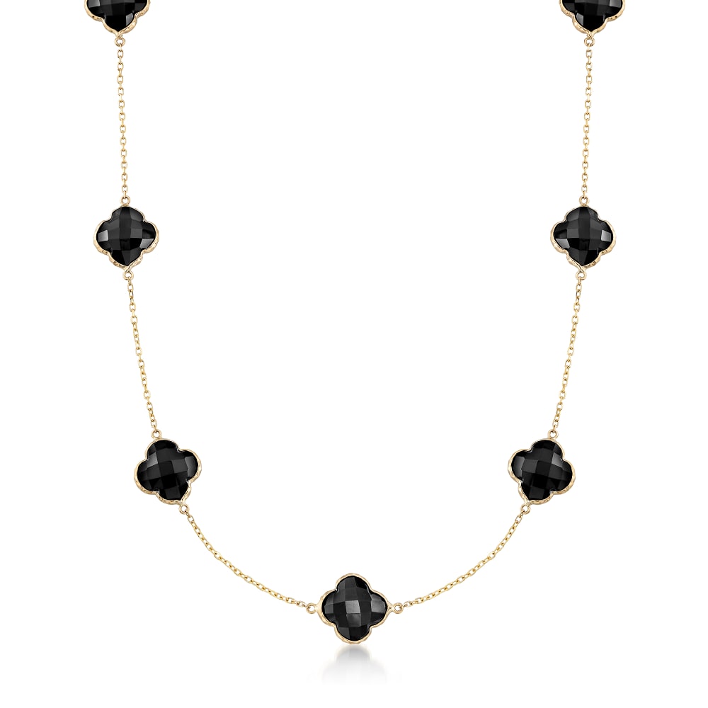 Clover Necklace | Gold & Black Onyx