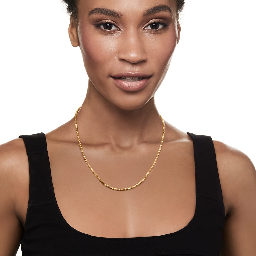 Diamond cut 2024 wheat chain necklace