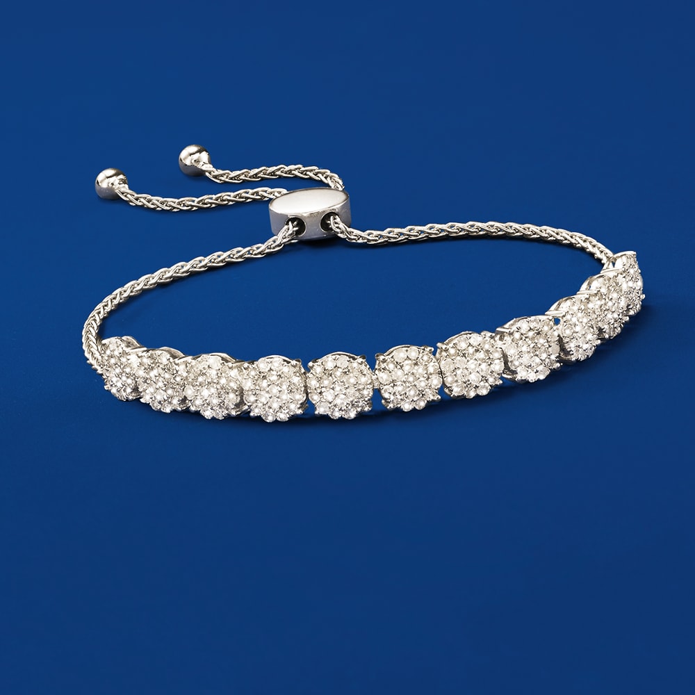 Diamond cluster hot sale bolo bracelet