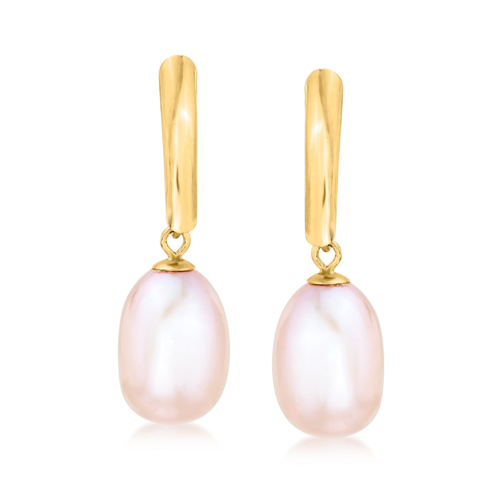 18KT PINK GOLD DIAMOND BALL & CHAMPAGNE SOUTH SEA PEARL EARRINGS