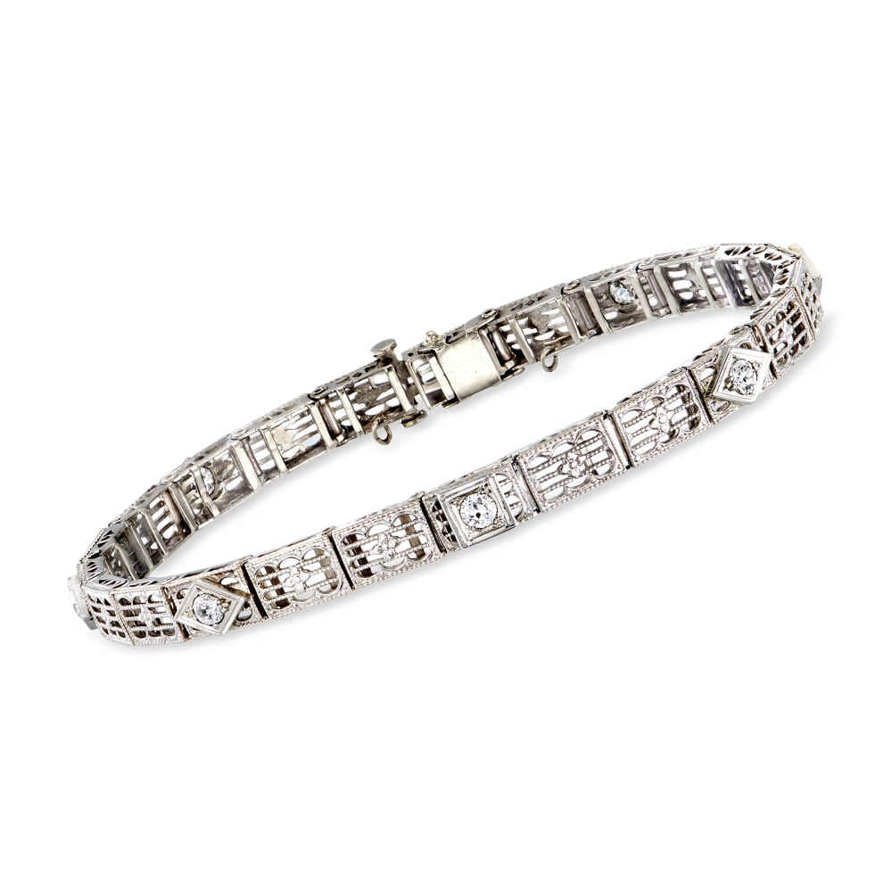 Wide 14K /Platinum Diamond Bangle Bracelet