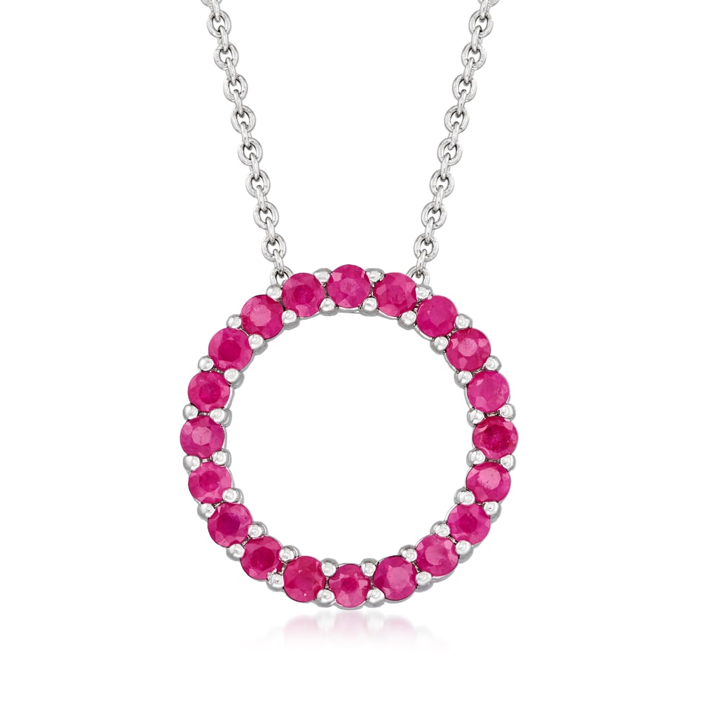 .90 ct. t.w. Ruby Eternity Circle Pendant Necklace in Sterling Silver ...