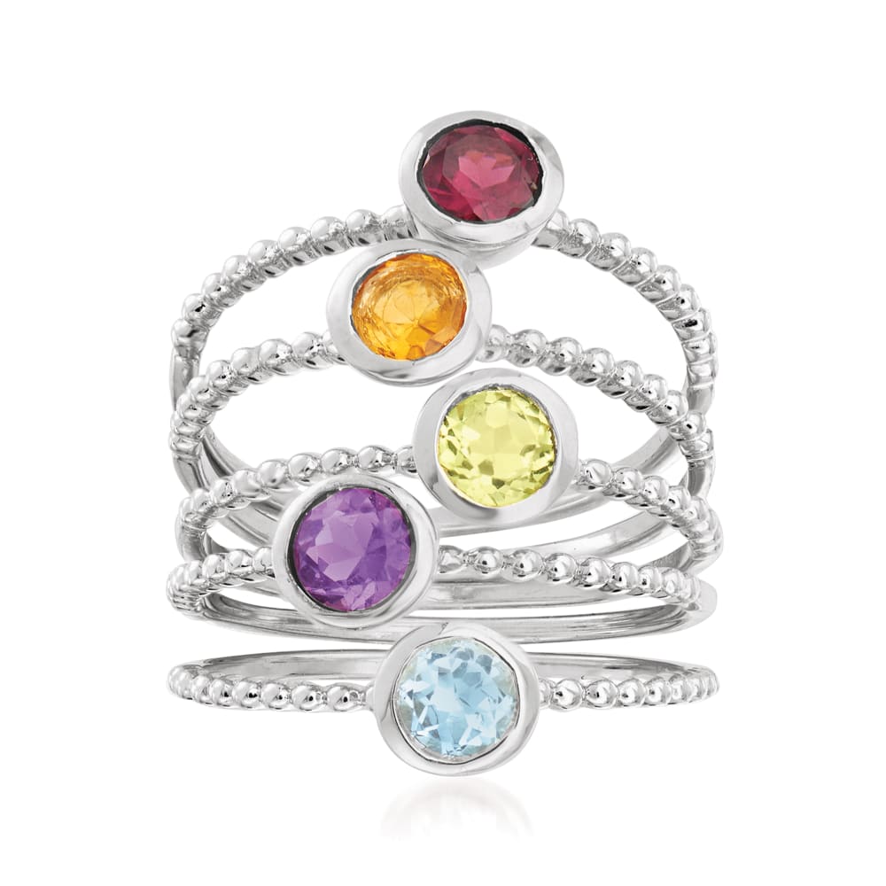 Ross-Simons 2.50 ct. t.w. Multi-Gemstone Jewelry Set: 5 Rings in Sterling  Silver, Women's, Adult - Walmart.com